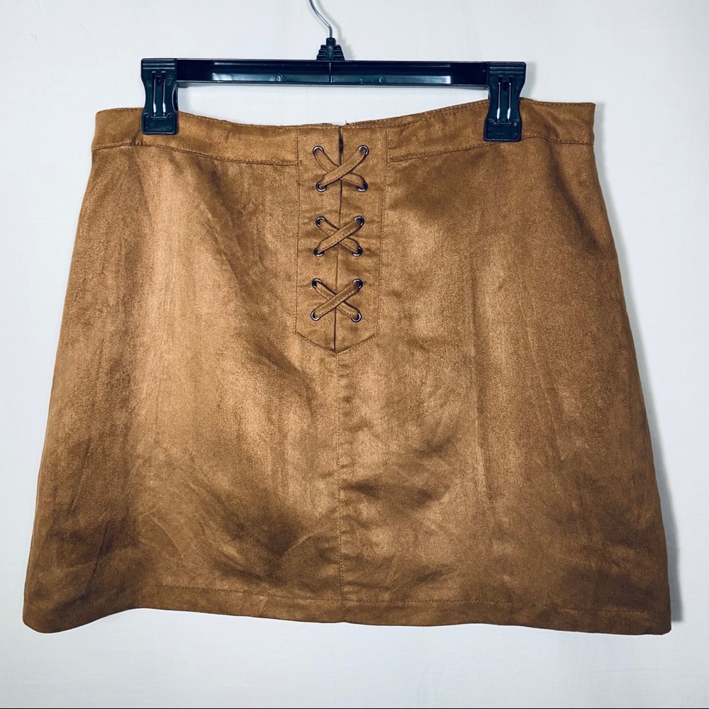 BCBGeneration Suede Lace-up Mini-Skirt Lined